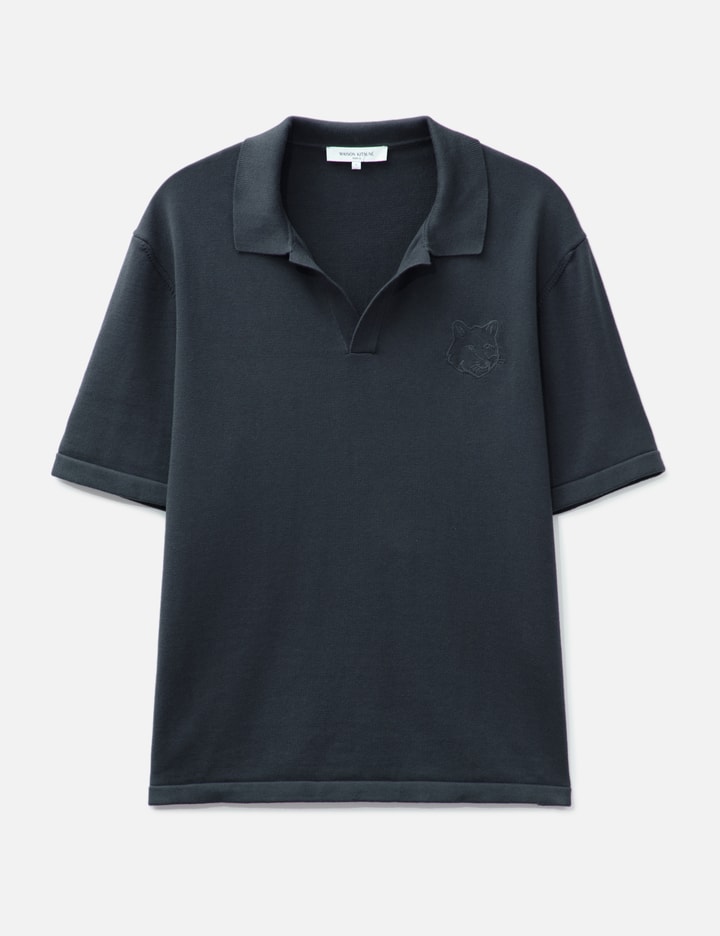 Bold Fox Head Embroidered Knitted Polo