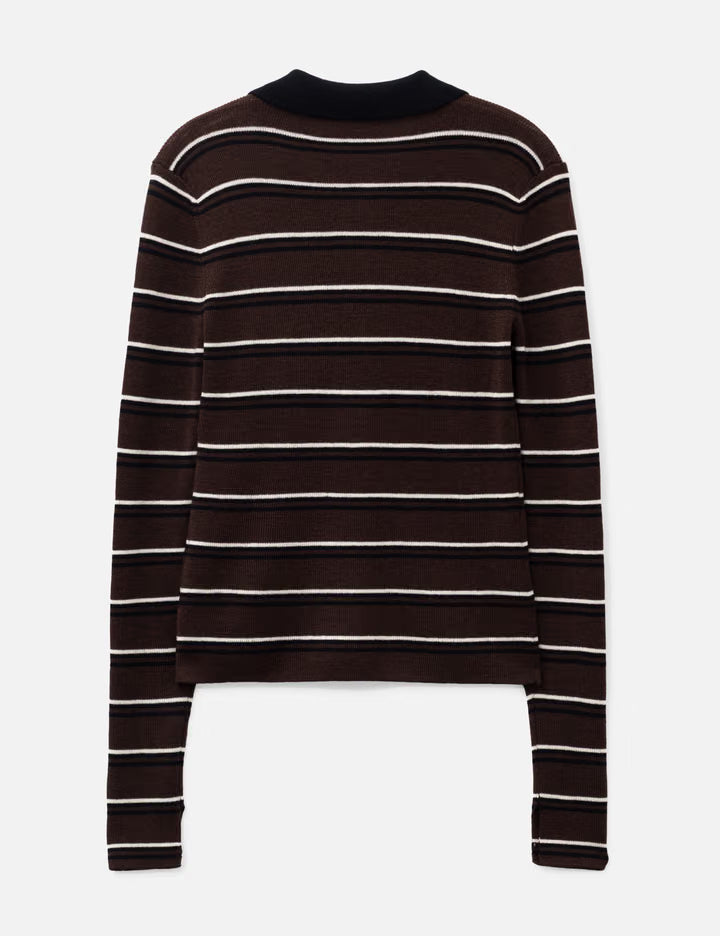 Polo Shirt In Striped Merino