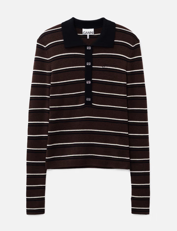 Polo Shirt In Striped Merino