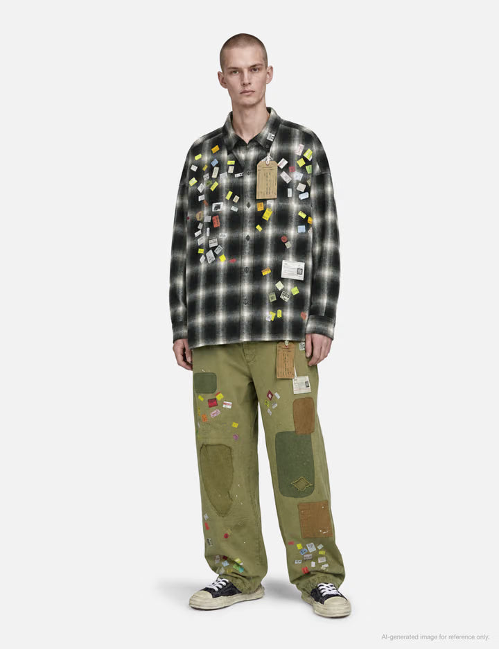 Price Sticker Printed Check Shirt