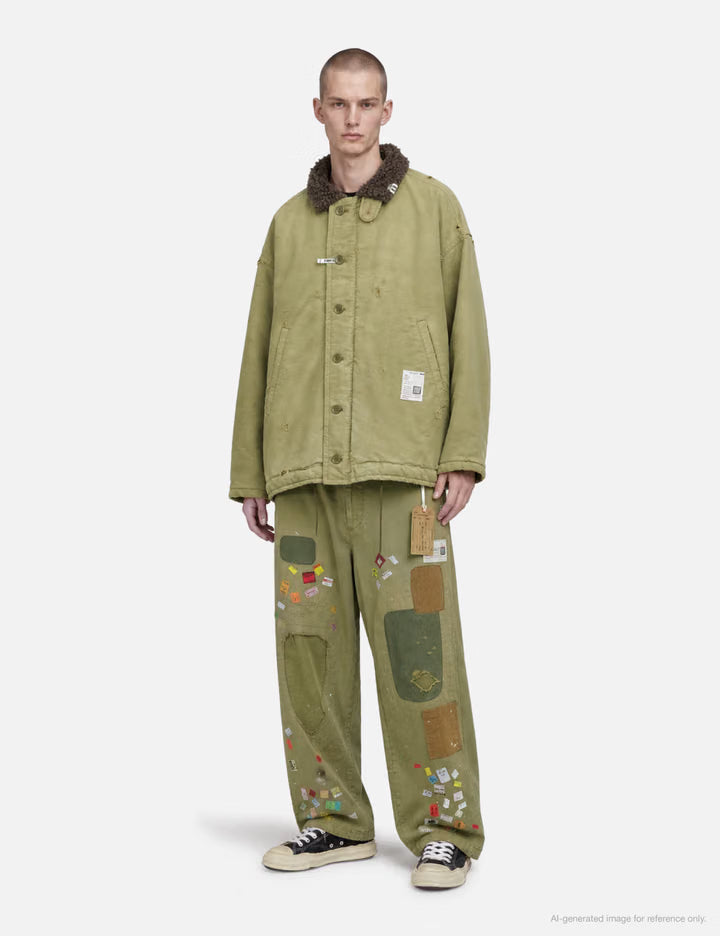Price Tag Sticker Print Repaired Pants