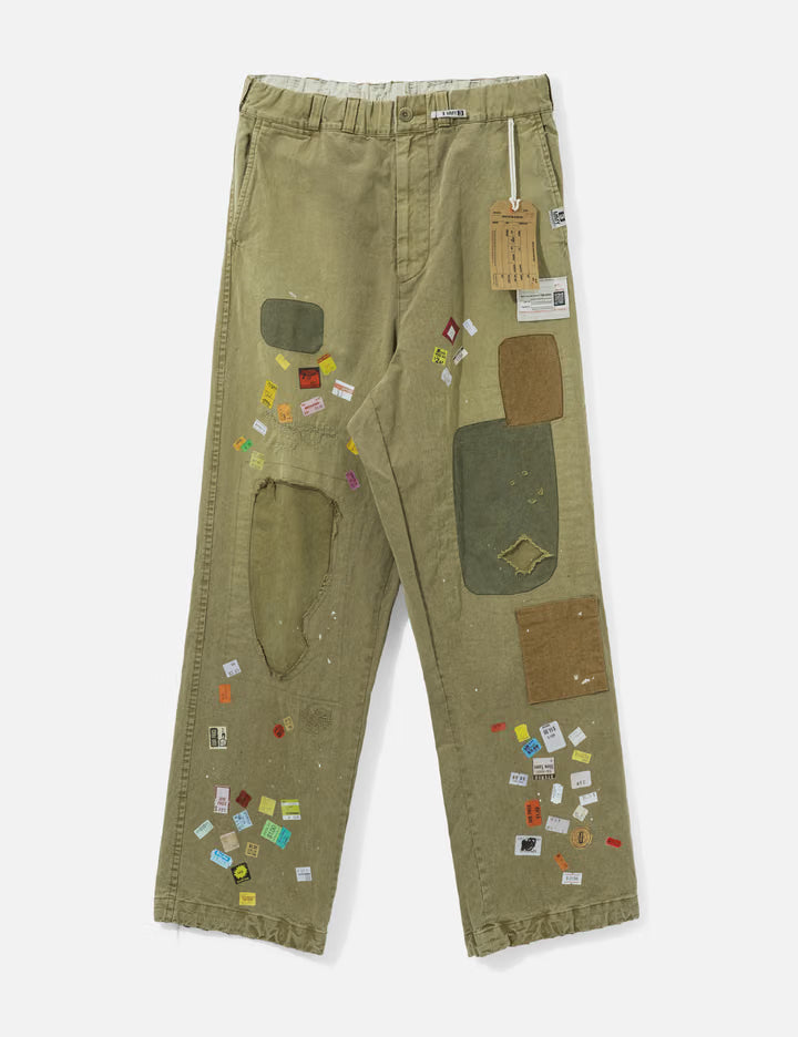 Price Tag Sticker Print Repaired Pants