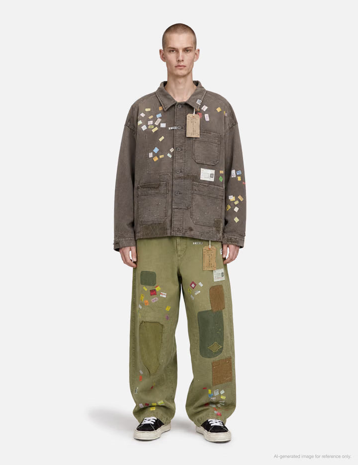 Price Tag Sticker Printed Repair Coverall Shirt