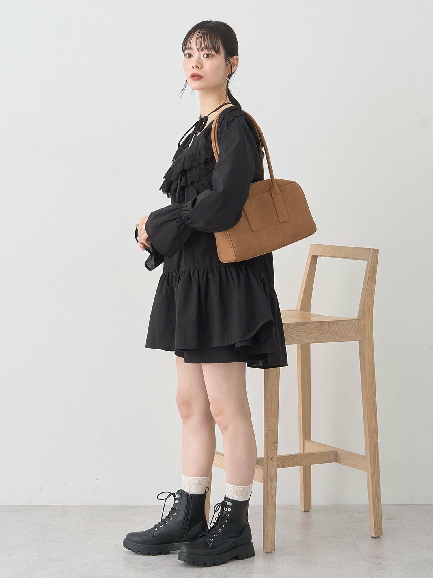 Mizuki Ribbon Ruffle Mini Dress