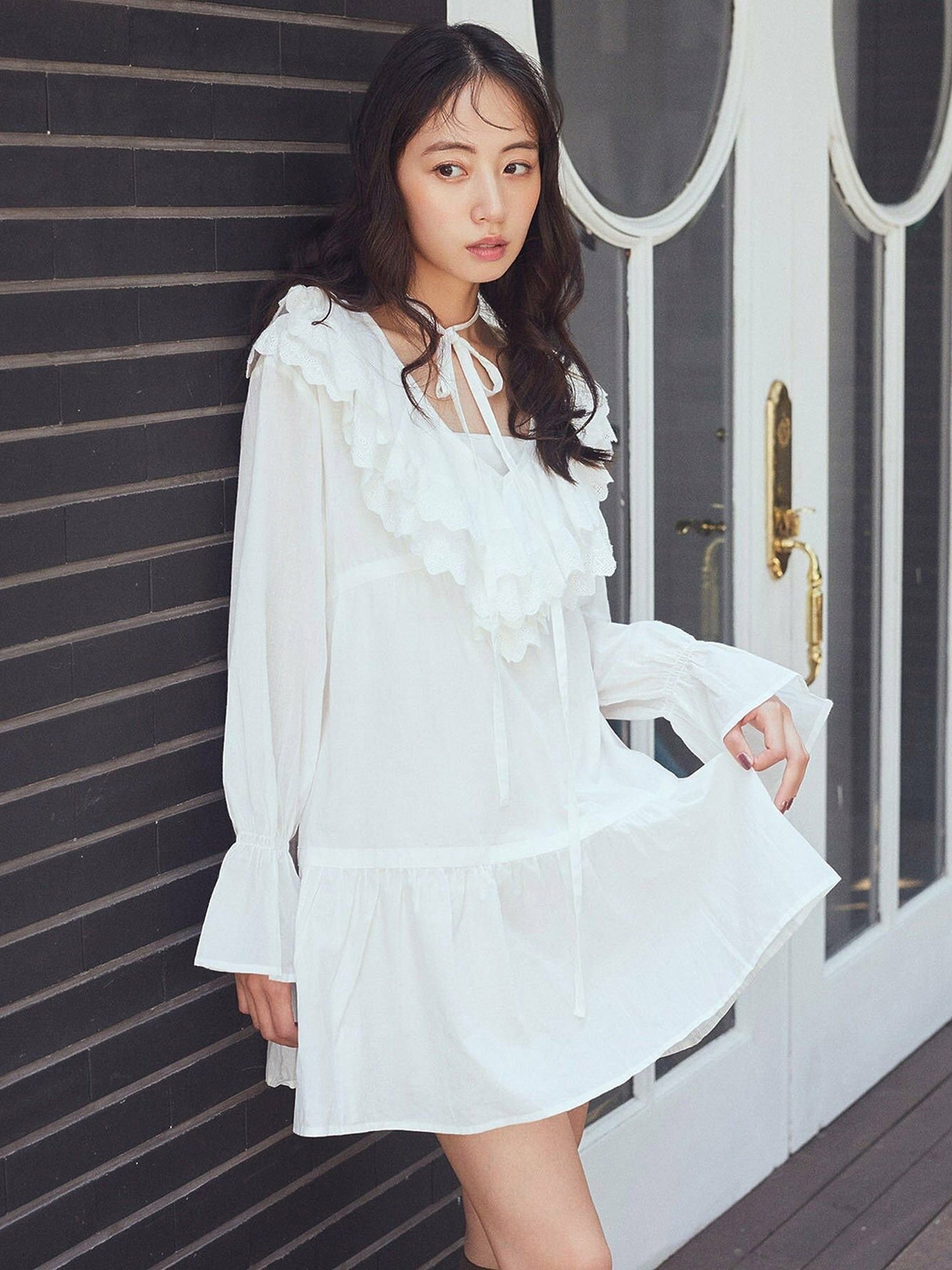 Mizuki Ribbon Ruffle Mini Dress