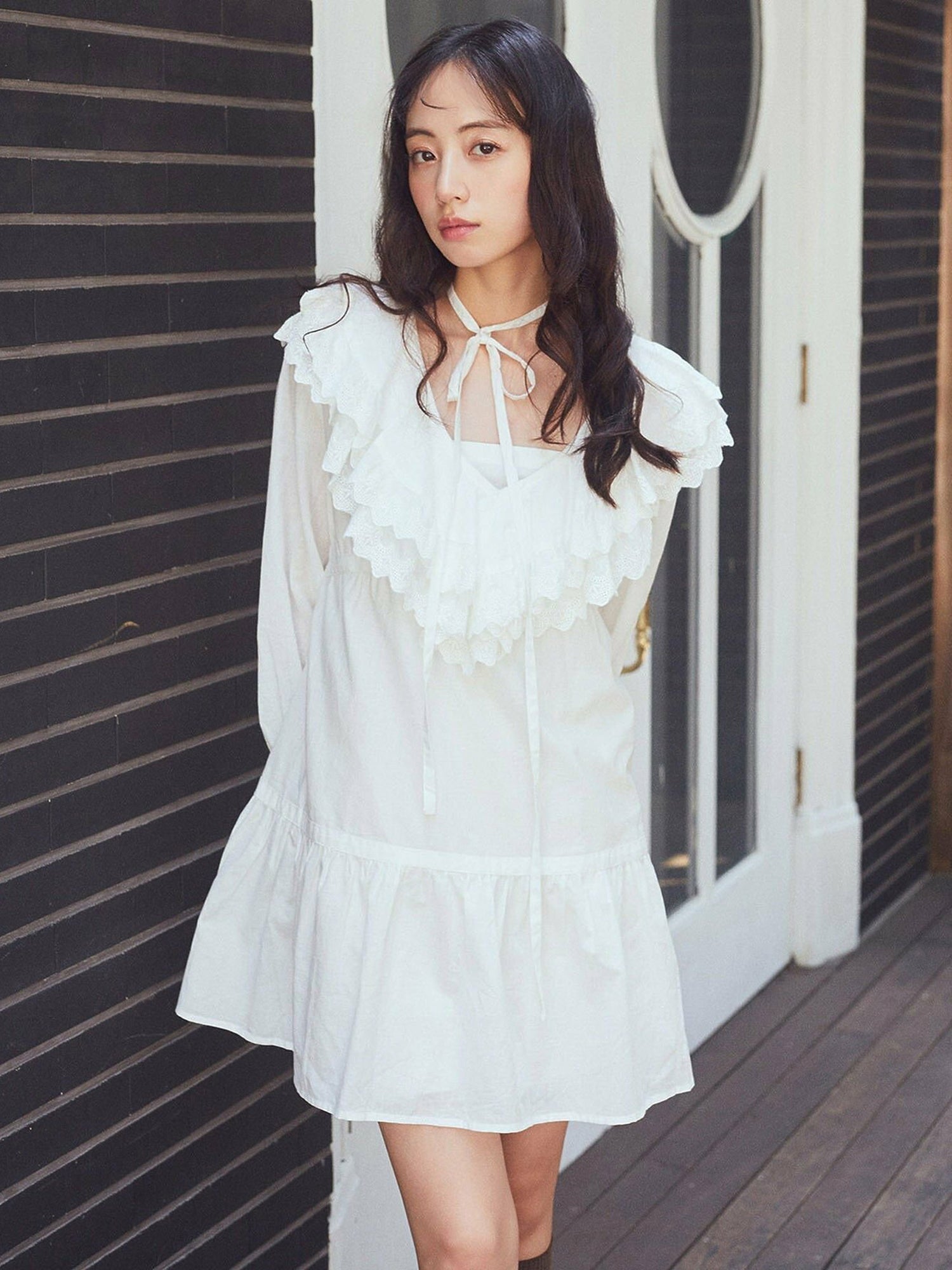 Mizuki Ribbon Ruffle Mini Dress