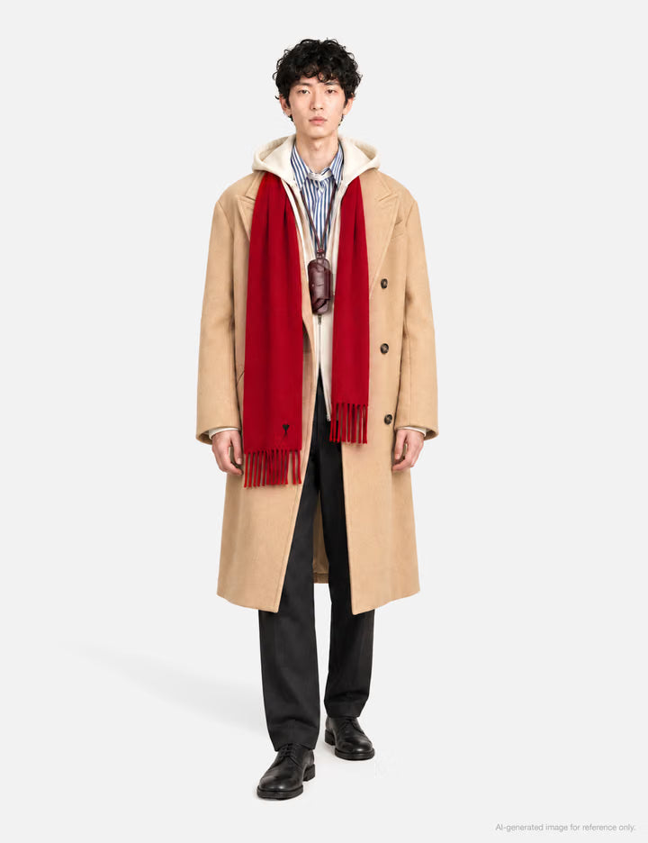 Red Wool Scarf With Ami De Coeur