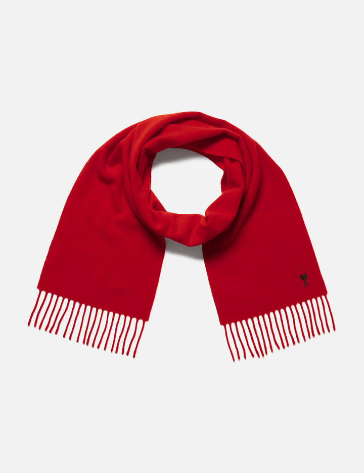 Red Wool Scarf With Ami De Coeur