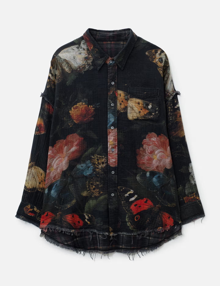 Reversible Shredded Seam Drop Neck Shirt