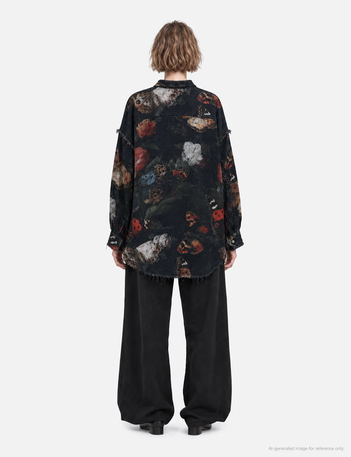 Reversible Shredded Seam Drop Neck Shirt