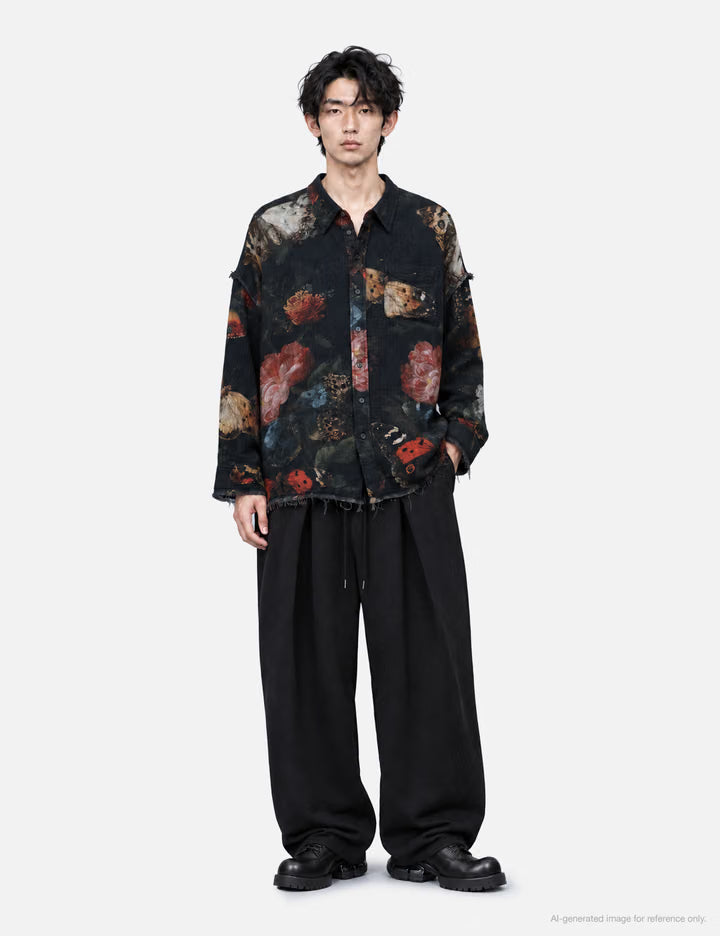 Reversible Shredded Seam Drop Neck Shirt