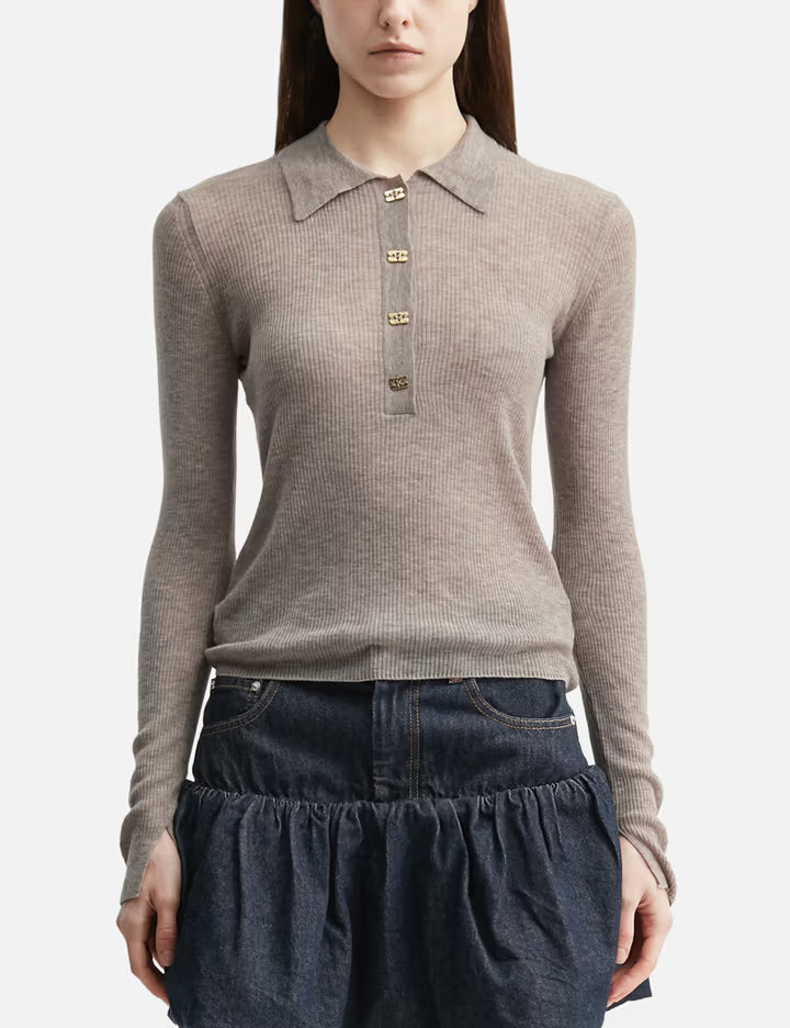 Polo Shirt In Sheer Wool