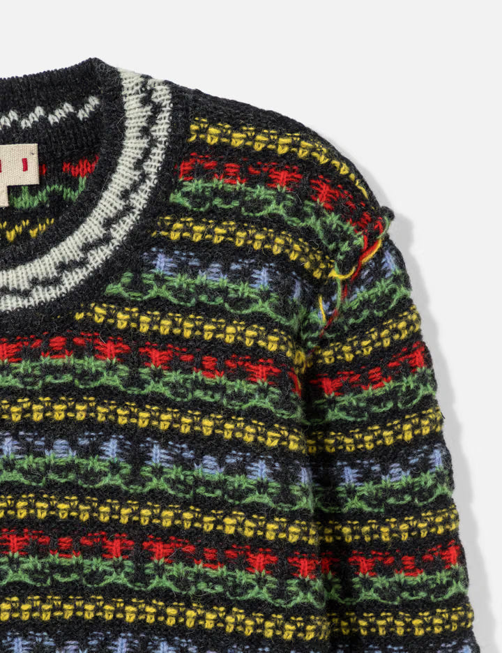 Shetland Wool Sweater With Fairisle Motif