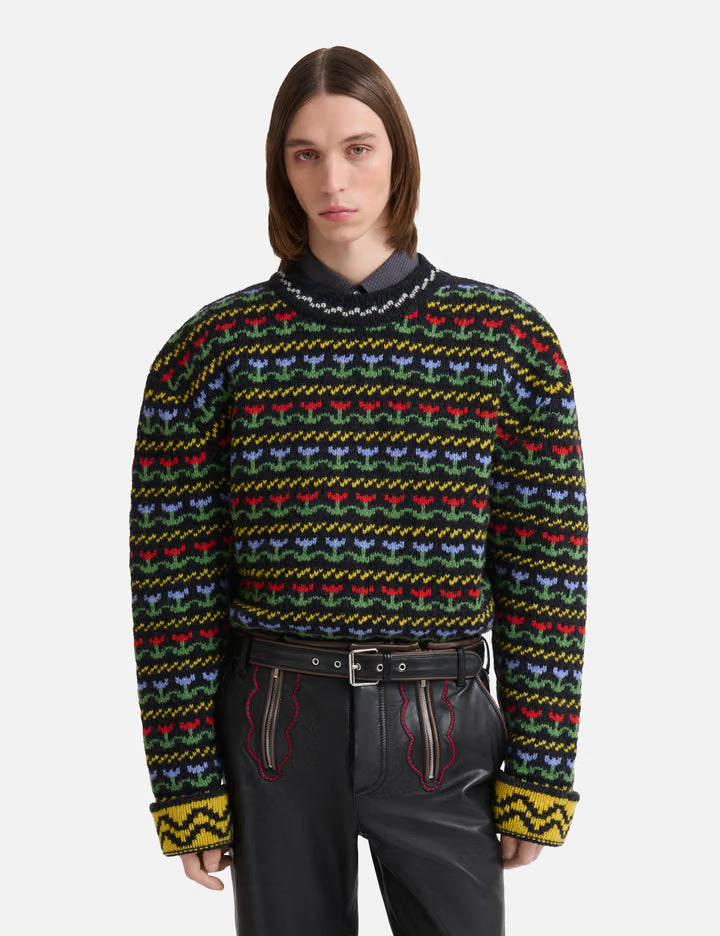 Shetland Wool Sweater With Fairisle Motif