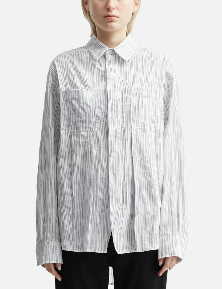 Pleat Detail Stripe Long Sleeve Shirt