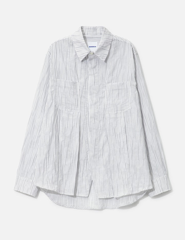 Pleat Detail Stripe Long Sleeve Shirt