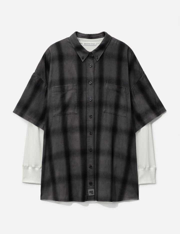 Pre-Styled Shadow Plaid Shirt Dress