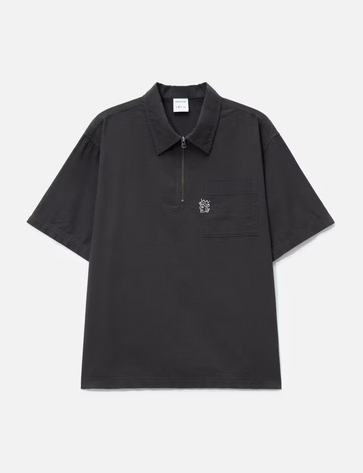 Seersucker Quarter Zip Shirt