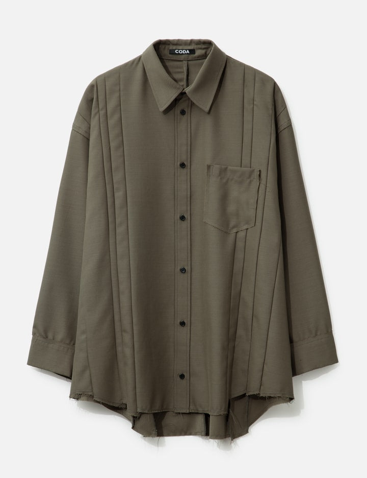 Khaki Wool Oversize d Reconstructed Sames Shirt