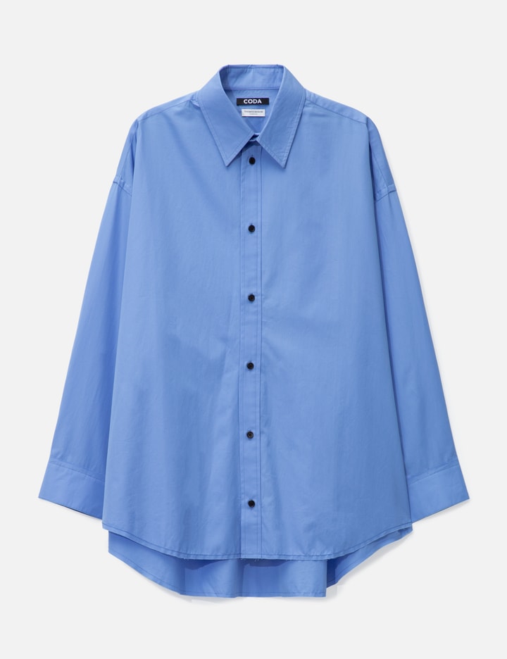 Blue Thomas Mason Poplin Raw Edges Structured Shirt