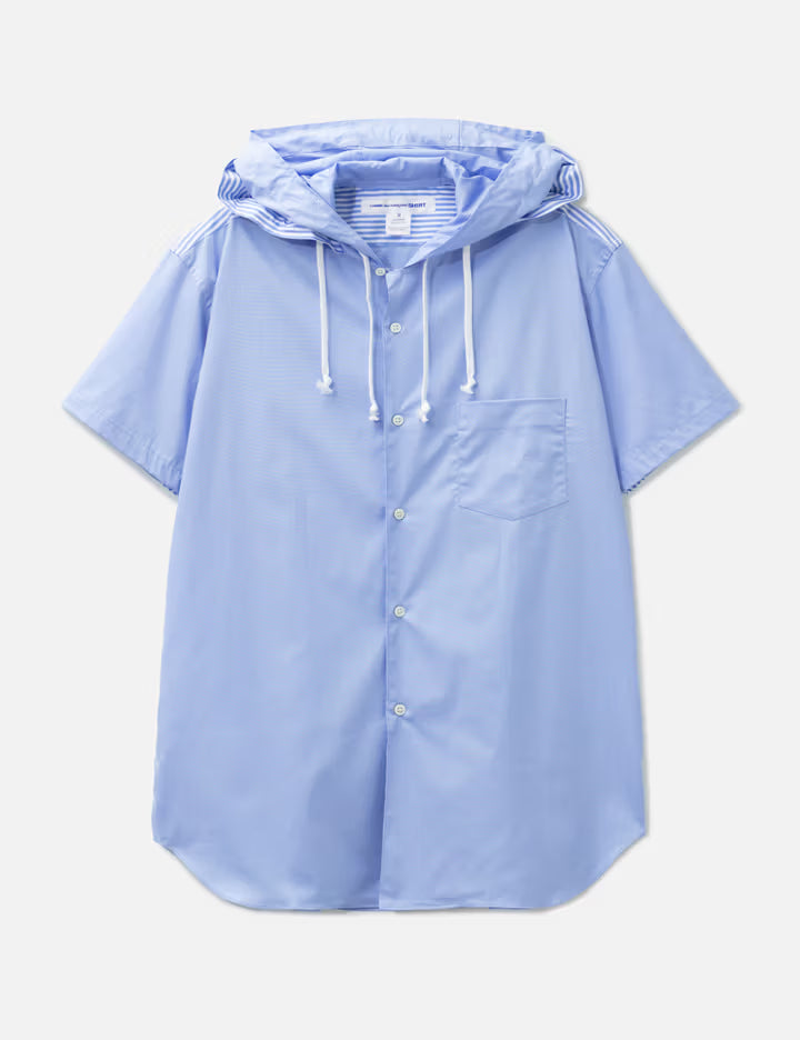 Hooded Short Sleeves Striped Shirt