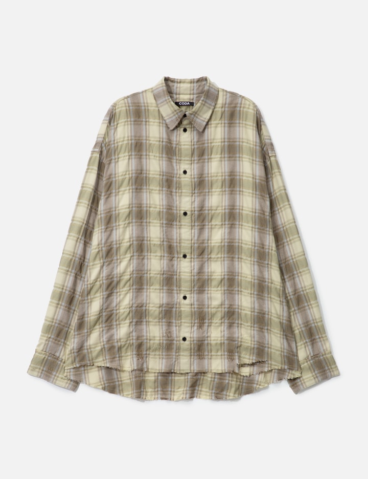 Checked Washed Thrashed Structured Shirt