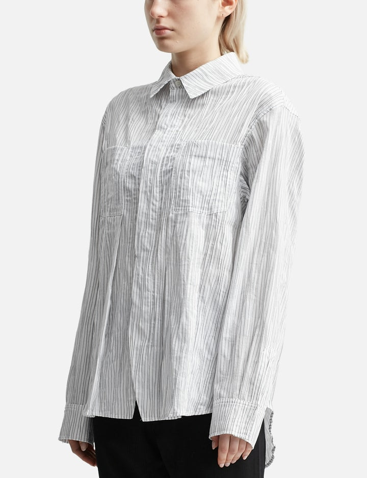 Pleat Detail Stripe Long Sleeve Shirt