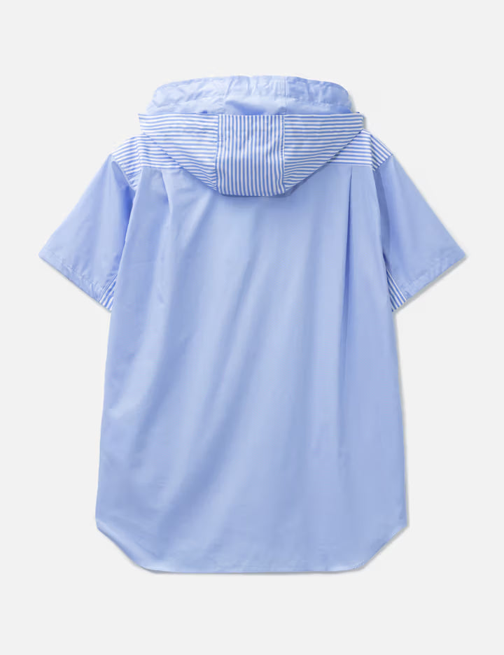 Hooded Short Sleeves Striped Shirt