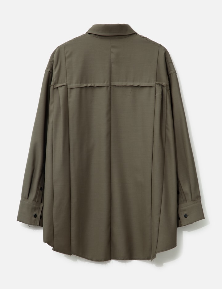 Khaki Wool Oversize d Reconstructed Sames Shirt