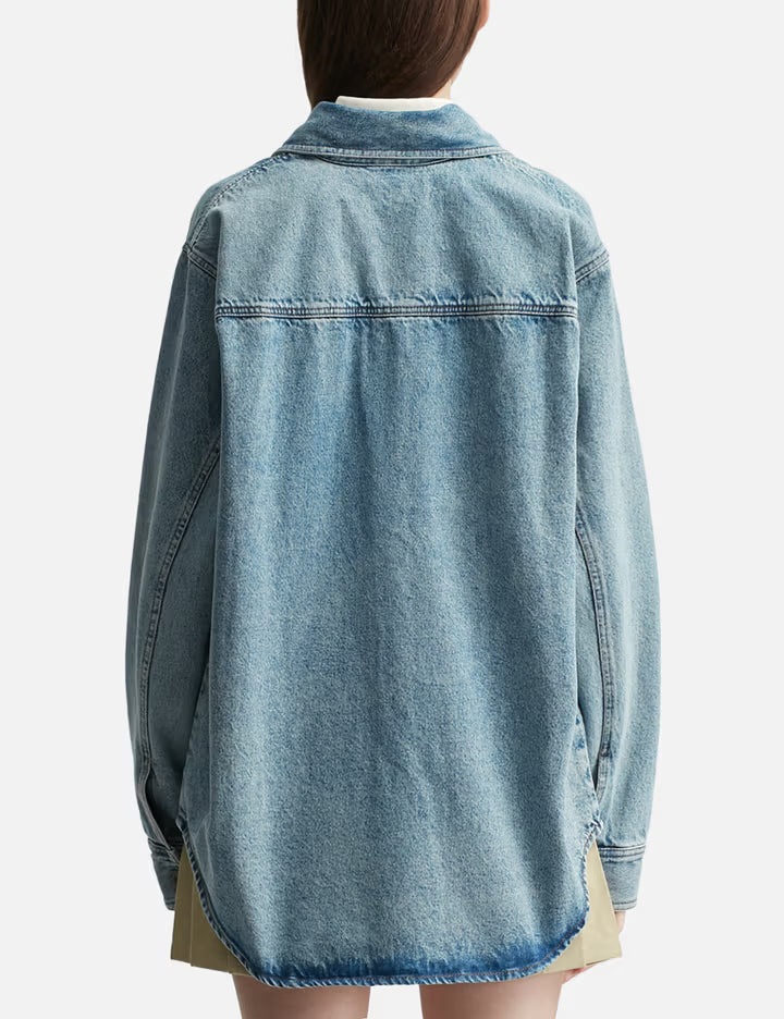 Blue Cotton Knitted Ami De Coeur Overshirt