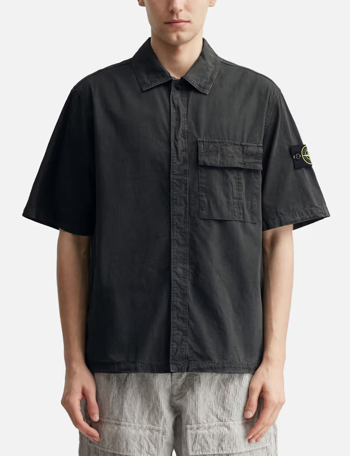 Brushed Organic Cotton Canvas 'Old' Effect Shirt