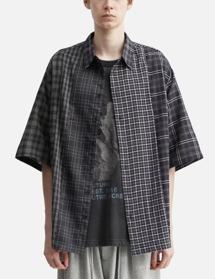 Check Mixed Short Sleeve Shirt