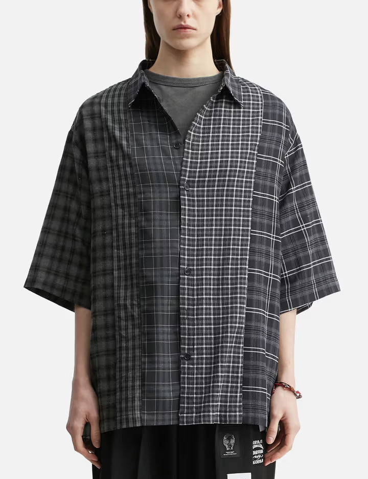 Check Mixed Short Sleeve Shirt