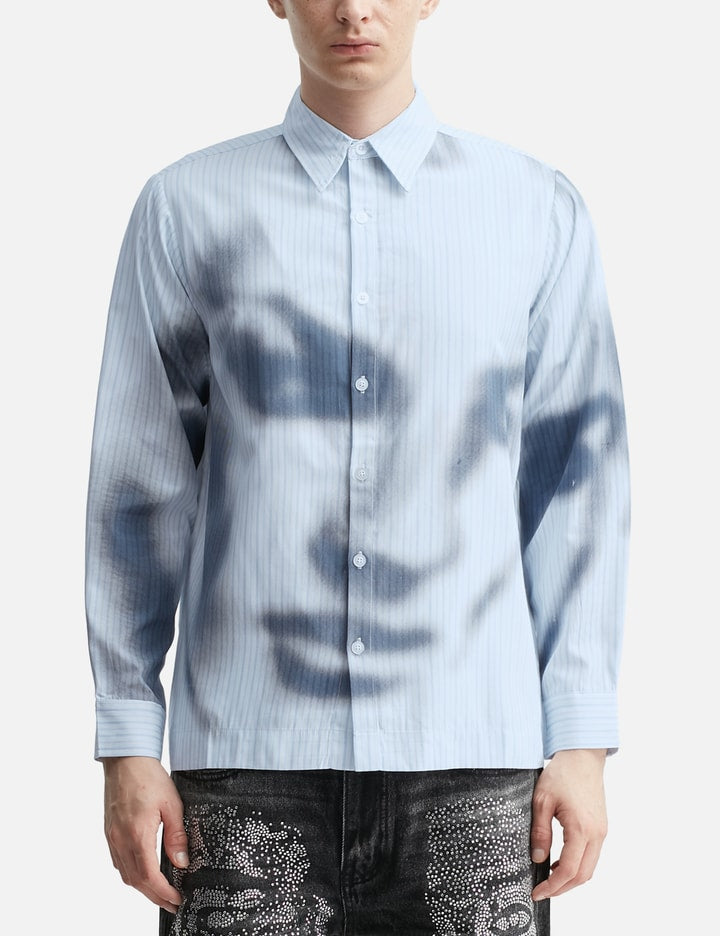 Blurry Face Airbrush Striped Button Up
