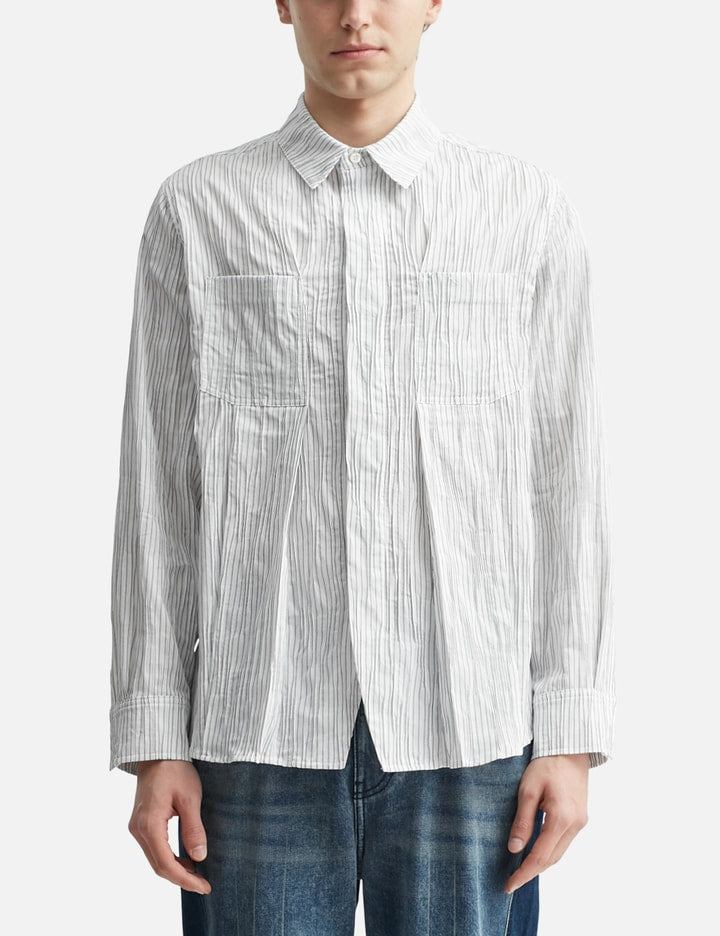 Pleat Detail Stripe Long Sleeve Shirt