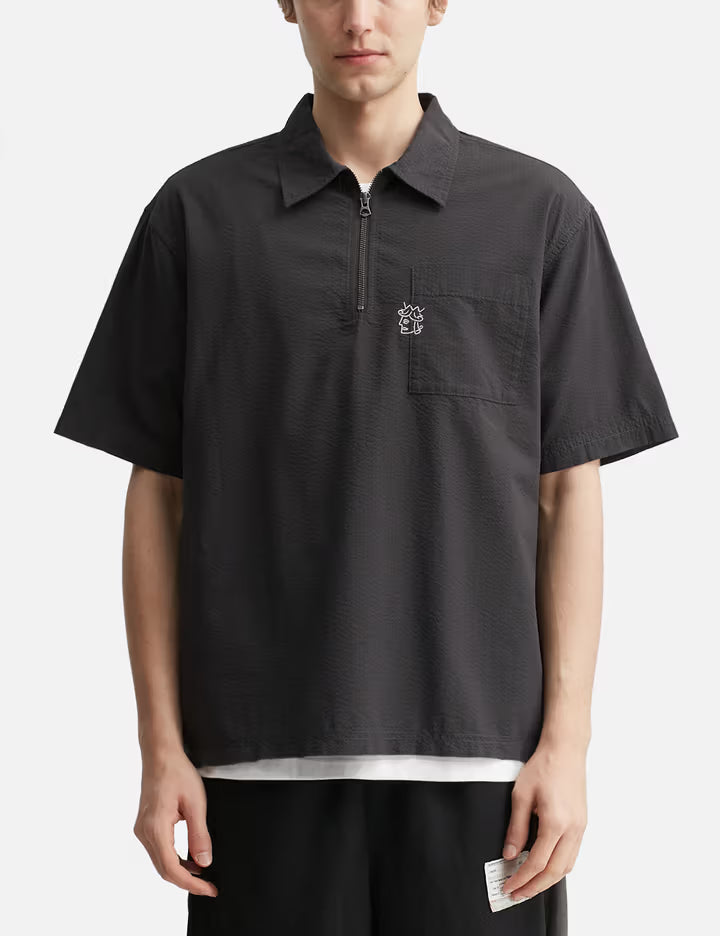 Seersucker Quarter Zip Shirt