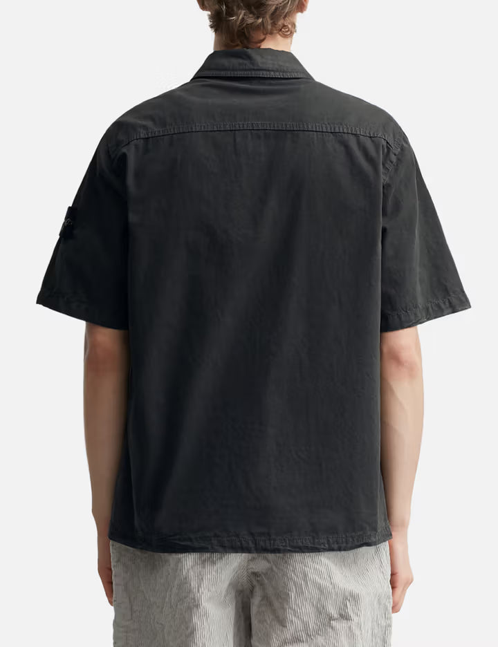Brushed Organic Cotton Canvas 'Old' Effect Shirt
