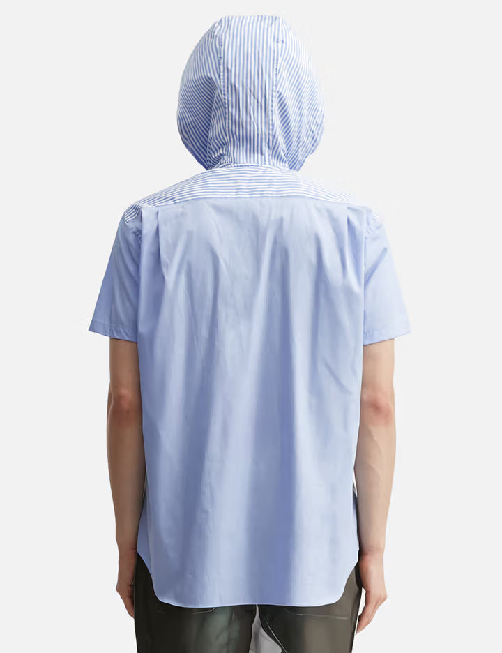 Hooded Short Sleeves Striped Shirt