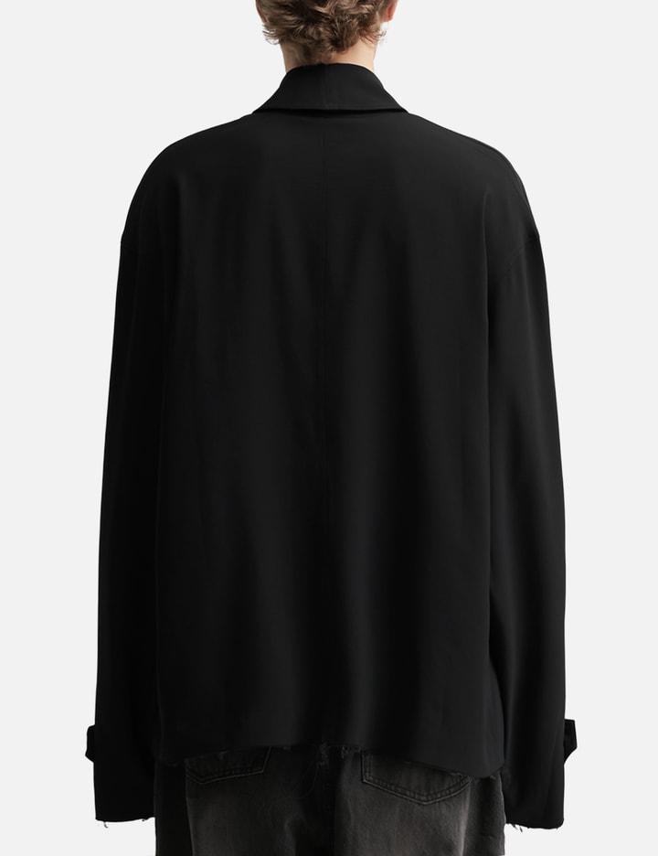 Black Dissolved Cut Out Balmacaan Coat
