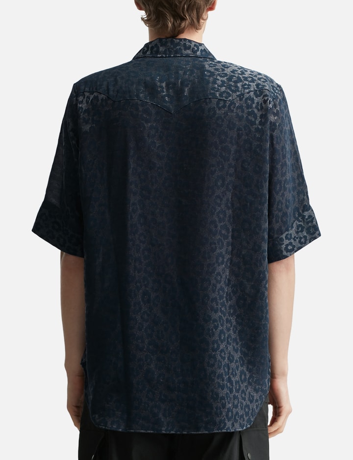 Short Sleeves Western Shirt - Rayon Leopard Jacquard