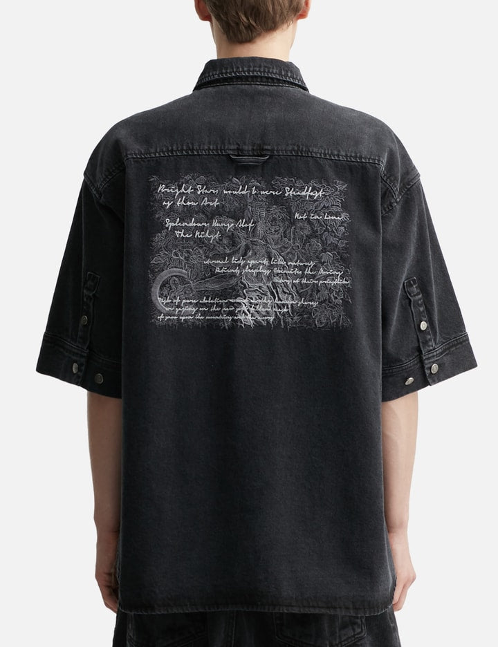 Poetry Embroidered Denim Half Shirt