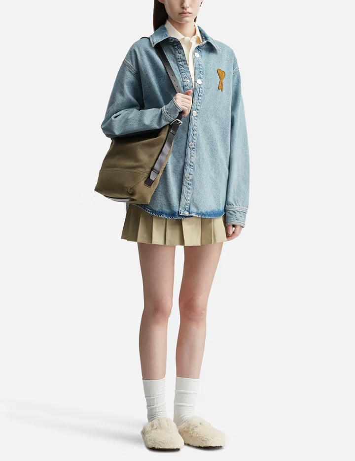 Blue Cotton Knitted Ami De Coeur Overshirt