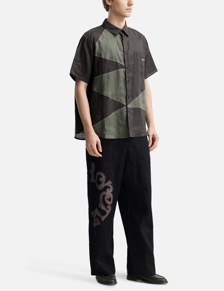 Palermo Patchwork Linen Shirt In Black