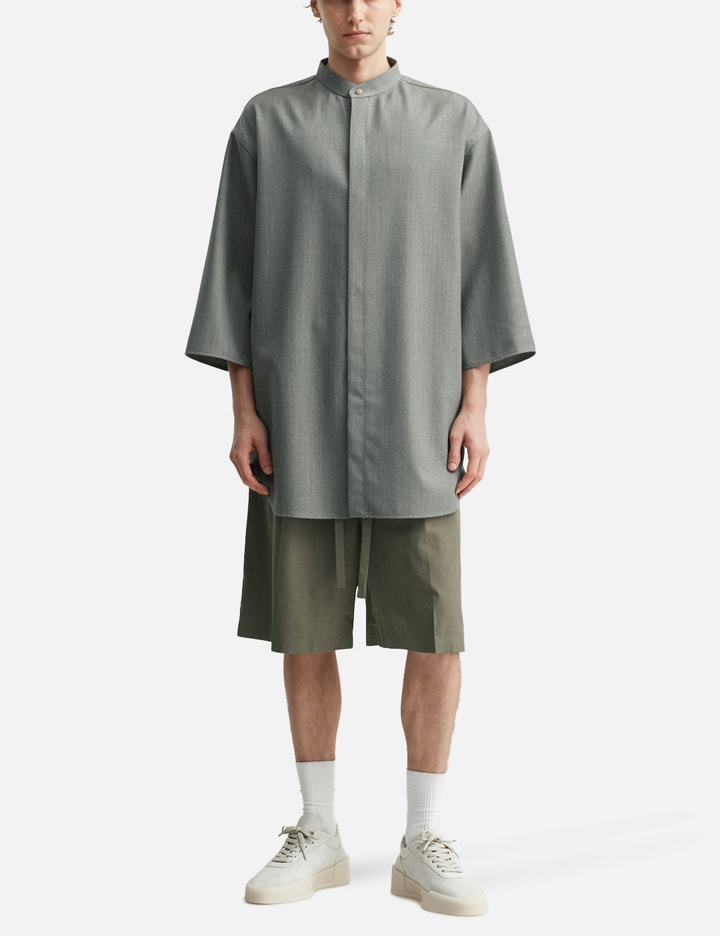 Band Collar Short Sleeve Shirt