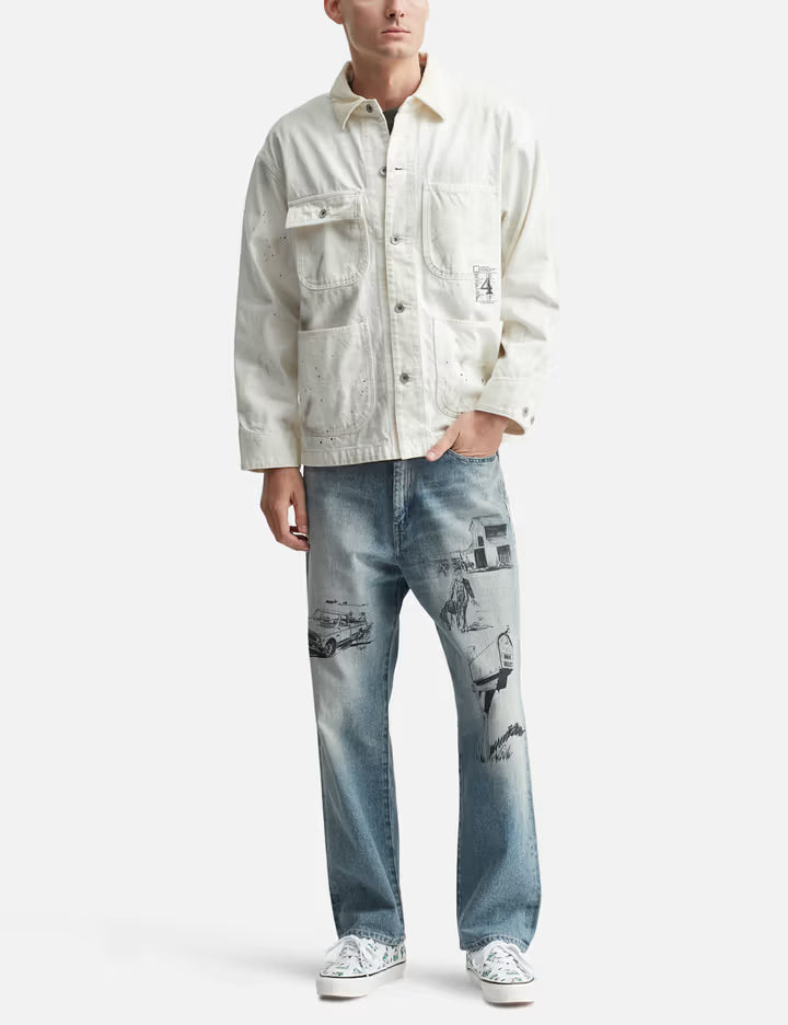 "Black & White" Washed Coverall Jacket