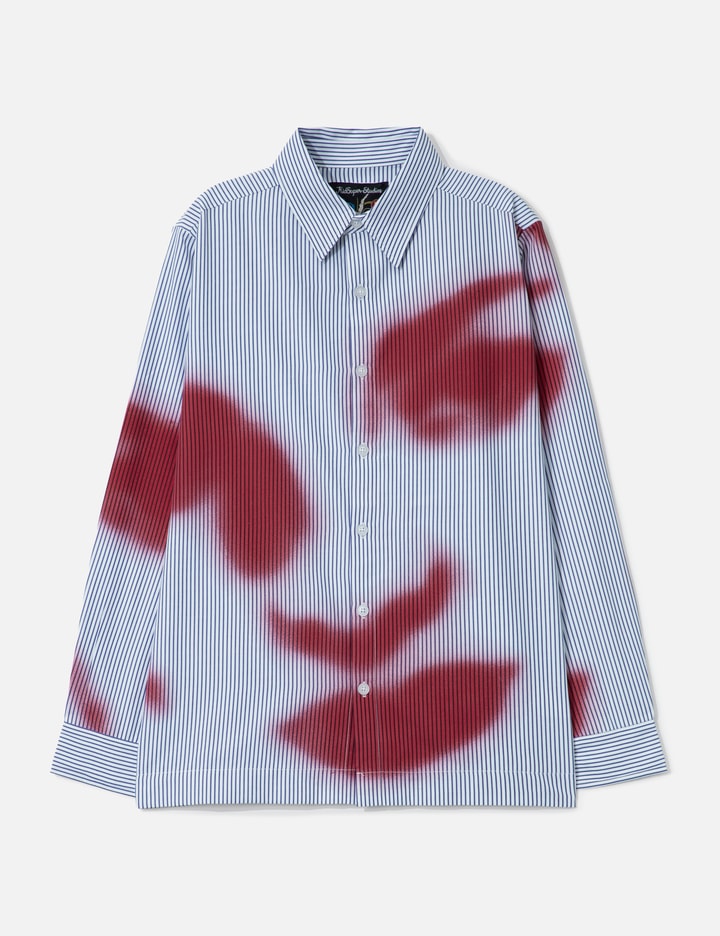 Blurry Face Airbrush Striped Button Up