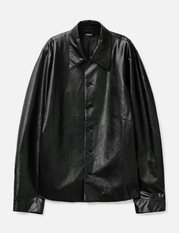 Black Synthetic Leather Cut Out Tiered Jacket