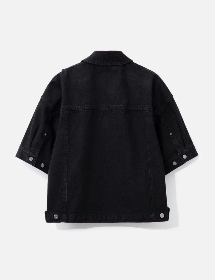 Asymmetric Drape Denim Trucker Shirt