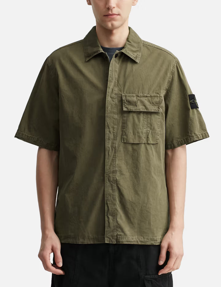 Brushed Organic Cotton Canvas 'Old' Effect Shirt