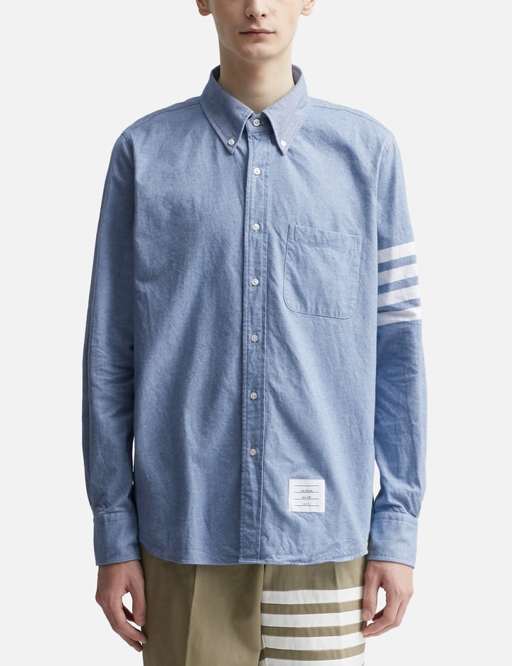 Solid Flannel Shirting 4-Bar Nametag Straight Fit Shirt